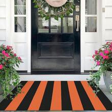 Fall Door Mat 27.5inch X 43inch Orange Black Striped Area Rug Washable Front Porch Rug Striped Door Mat Outside Entrance Entryway Doormat For Fall, Halloween, Than1ks 1giving Porch Decor,One-Size,OrangeFFBlackssstripe24inchx38inchRectangular - 橙黑條紋 24吋x38吋長方形 - 查看 1