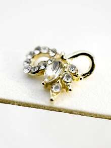 10pcs Sparkling Bow-Knot Rhinestone Nail Art Decorations, 3D Hollow Metallic Butterfly Nail Jewelry DIY Accessories Suitable For Girls And Women