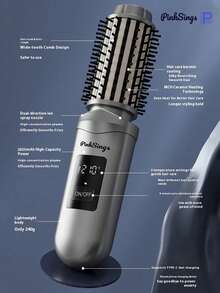 PinkSings 无绳卷发棒，旅行卷发梳，三合一便携式无绳卷发棒，热能卷发梳，USB充电式卷发棒，迷你热能卷发梳 - 腮红 - 彩色 - 查看 8