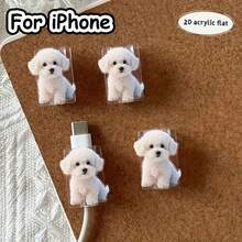 2/4/8pcs Cartoon Puppy & Owl Pattern Cable Protector, Cute & Fashionable Saver, Acrylic Material, Protect Charging Head, Earphone, Phone Cables From Breaking, Extend Data Cable Lifespan, Compatible With Android Type-C/Apple 20W Fast Charging Cable - Multicolor - View 16