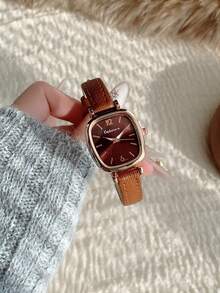 1pc Square Belt Women's Quartz Watch Exquisite And Compact Suitable For Daily Matching With Birthday/Graduation Gifts And Gathe