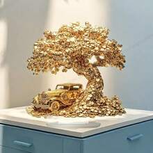 1 Peça Escultura Acrílica Plana 2D Glamourosa de Árvore de Dinheiro, 9,8X9,4 Polegadas, Placa Decorativa Multicolorida para Mesa, Arte Criativa de Balcão, Decoração Versátil para Casa e Escritório, Estilo Elegante, Exibição de Mesa, Tema Inspirador - Multicolorido - Visão 5