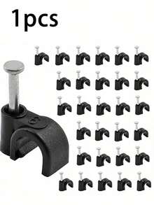 100pcs 1/4 Inch (6mm) Heavy Duty J-Type Clips With Nails, Ethernet Cable Management Solution - Black - View 9
