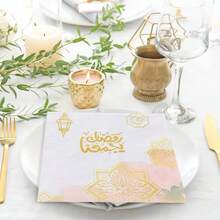 33*33厘米橙色开斋节快乐印花一次性餐巾纸，适合节日家居和厨房装饰 - 彩色 - 查看 7