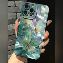2026 nueva funda de teléfono esmerilada, funda de teléfono con diseño de patrón de mariposa y reflejo de agua para  17 15 Pro Max,  17 14 Pro,  17 13, funda de protección para teléfono  Galaxy S23 S22 S21, regalo de funda de pareja para novio y novia, presente de vacaciones - Azul Klein - Ver 3