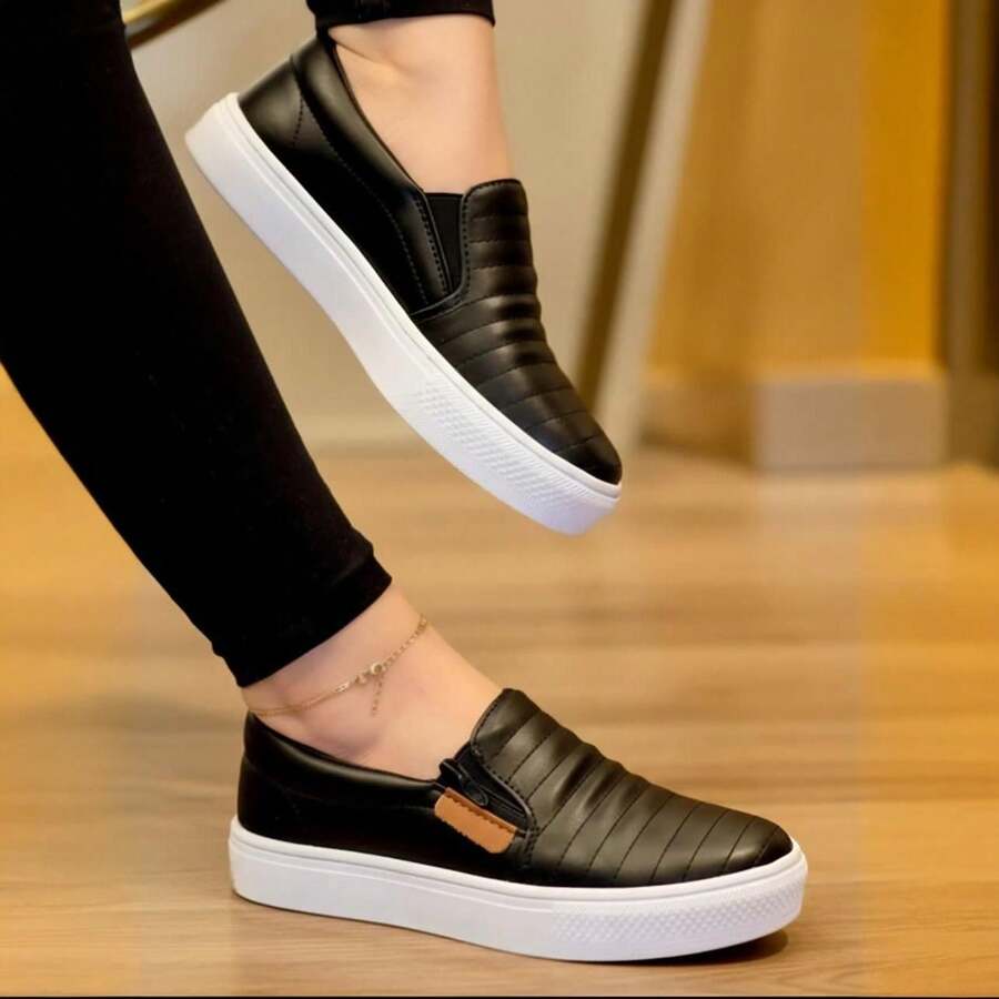 Women's Casual Closed Toe Stylish Sneakers Comfortable Modern - 黑色 - 查看 1