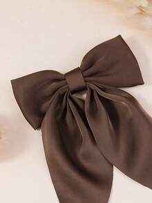 1pc Brown Bow Hair Clip, Suitable For Girls' Daily Use - Brown - View 3