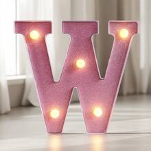 1个LED发光字母/数字灯，粉色发光字母，电池供电闪烁字母灯，适用于派对、求婚、婚礼、餐桌、墙面装饰、生日、客厅、卧室装饰 [不含电池] - 暖白色 - 查看 42