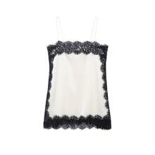 DEEKA Summer New Women's Fashion Elegant Satin Lace Blouse - White - View 5