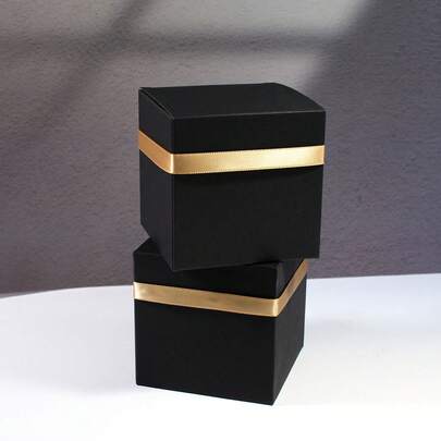 Bộ 5 hộp quà hình khối màu đen và vàng chúc mừng Eid Mubarak, nhiều kích cỡ, trang trí bằng ruy băng satin, lý tưởng cho lễ Eid Al-Fitr, quà tặng lễ hội Hồi giáo và quà tặng cao cấp.