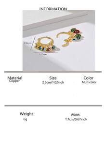 1 对时尚彩色眼形吊坠耳环，恶魔眼设计，适合女性日常佩戴