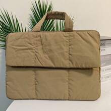 YOONI 柔软笔记本电脑保护套，适用于 14/15.6 英寸笔记本电脑，轻便防震，公文包式手提包，绗缝刺绣，简约通勤包，可挂在行李箱拉杆上，笔记本电脑包，笔记本电脑保护套，男女通用旅行必备