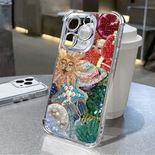 1pcs Sun & Ocean Pearl Beaded Phone Case Compatible with Apple Phone17 16 15 14 13 12 11 ProMax Antidrop Phone Case, Camera Protection Phone Case, Vintage, Light Luxury Style, Exquisite, Stunning, Can Be Given To Friends, You Can Give It To Yourself - Plateado - Ver 5
