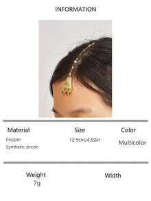 1pc Vintage Tassel Inlaid Synthetic Zirconia Stone Hair Accessory, Suitable For Women's Party, Gathering, Holiday Wear - Multicolor - View 9