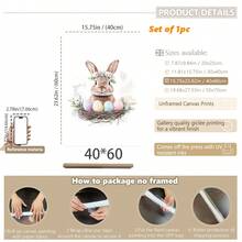 1PC Canvas Wall Art_Nursery Decor Printed Rabbit Burrow Motif, Watercolour Easter Art, Rabbits With Flowers, Spring Blossoms, Farm Animals, Easter Egg Design, Rabbit Garland - Framed Nursery Wall Art Perfectly Suited For Children's Room Decor, Playroom Decor Children's Room Decor Nursery Decor Daycare Decor Girls' Bedroom Girls' Room Decor Children's Room Decor Boys' Bedroom Boys' Room Decor Girls' Bedroom Decor