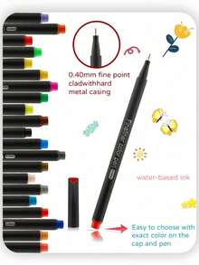 12/24/36/48/60/100pcs Fine Line Maker-0.4mm.School Supplies,Pens,Highlighters For School,School Essentials, Back To School Supplies,School Stuff,Pink School Supplies ,Gel Pens For Students - Multicolor - View 6
