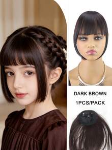 Extra Thick Kids Clip-In Bangs - Brown Fringe Set For Girls, Easy &Heat Resistant For Christmas Dress-Up (More Hair, Soft ) - Multicolor - View 13