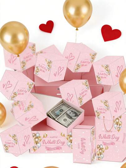 8pcs/1set - Pink Valentine's Day Surprise Red Envelope Gift Box, Pop-Up Boxes Suitable For Birthdays, Anniversaries, Proposals - Christmas Gift Box, Valentine's Day Party Surprise, Holiday Cash Explosion Luxury Red Envelope Box Valentine's Day Gift Valentine's Day Surprise Best Gift For Your Girlfriend Or Boyfriend.