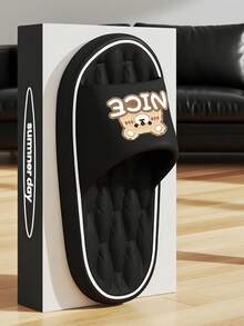 新款时尚酷炫男士拖鞋，EVA材质露趾软底，透气舒适，黑色休闲日常穿着，适合室内外行走，通勤必备拖鞋 - 黑色 - 查看 4