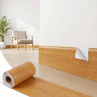 1 Roll 5m/196.85in Baseboard Trim Home Wall Decor Line, Wall Skirting Baseboard Trim Suitable For Living Room, Bedroom, Study Room Wall Decor