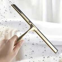 Stainless Steel Shower Squeegee With Silicone Blade - Rustproof Ergonomic Handle, Bathroom Kitchen Car Window Cleaner, Modern Minimalist Shower Door Wiper With H - 10in - View 3