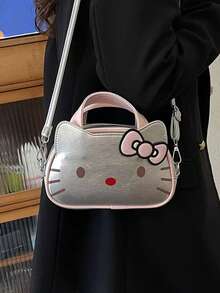 Bolsa Mini Sanrio Hello Kitty Primavera/Verão 2025 - Design de Desenho Animado Fofo, Couro Lacado Brilhante, Moda e Estiloso, Adequado para Adolescentes e Mulheres Jovens. Multifuncional 2 em 1, Pode Ser Carregada na Mão ou Usada Transversal. - Multicolorido - Visão 11