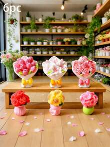 Bó hoa nhựa mini kiểu ngẫu nhiên, tượng hoa hồng, hoa tulip, hoa hướng dương, trang trí bàn làm việc, văn phòng, phòng ngủ, phòng khách, phụ kiện tiểu cảnh terrarium, vật trang trí chất lượng cao đa năng, tiết kiệm không gian. - Nhiều màu - Xem 1