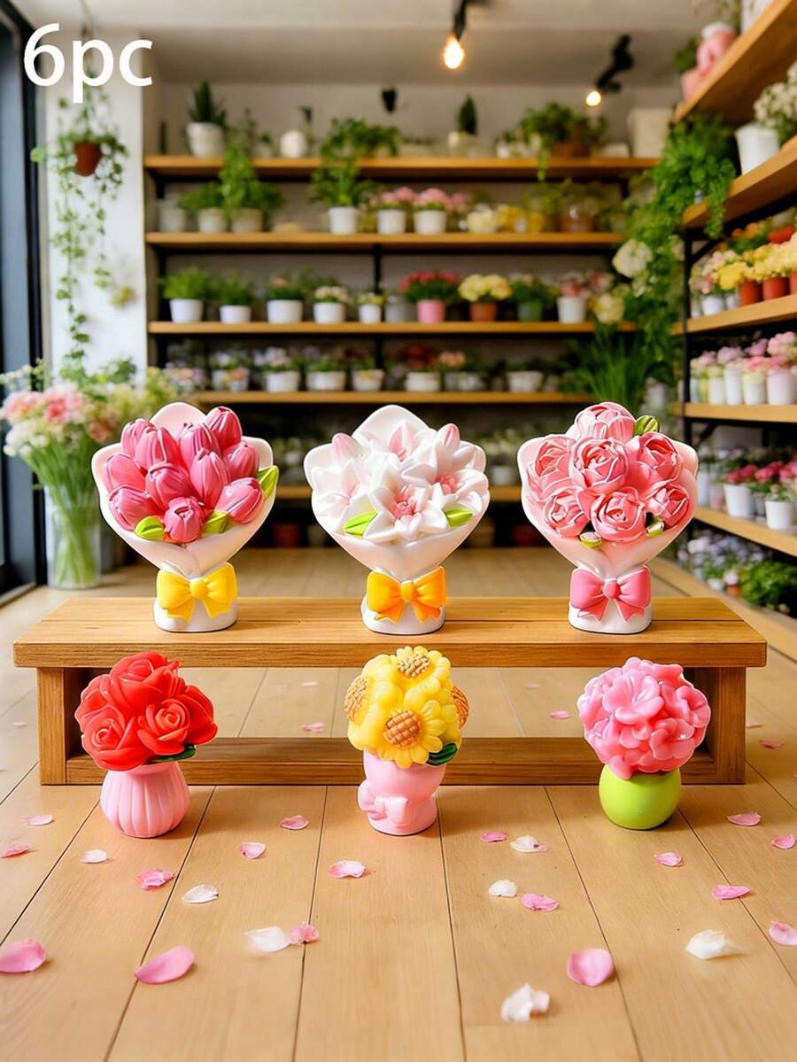 Bó hoa nhựa mini kiểu ngẫu nhiên, tượng hoa hồng, hoa tulip, hoa hướng dương, trang trí bàn làm việc, văn phòng, phòng ngủ, phòng khách, phụ kiện tiểu cảnh terrarium, vật trang trí chất lượng cao đa năng, tiết kiệm không gian. - Nhiều màu - Xem 1