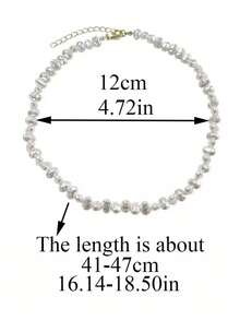 一款法式复古轻奢不规则几何造型仿珍珠项链，适合年轻女孩日常及节日佩戴 - 幾何 - 查看 4