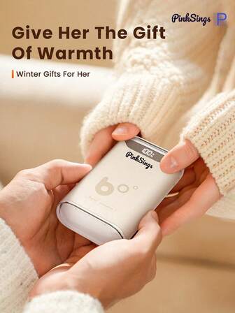 PinkSings 3000mAh Rechargeable Hand Warmer, Fast Heating, Pocket-Sized Electric Hand Warmer, Reusable, Portable Pocket Warmer, Warm Gift For Outdoor, Camping, Hunting, Thoughtful Gift For Her