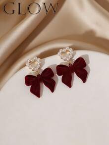 1 Đôi bông tai đính nơ màu đỏ dễ thương, ngọt ngào, thanh lịch, thích hợp cho các bé gái, ngày Valentine, đeo hàng ngày và các lễ hội. - Đỏ - Xem 5