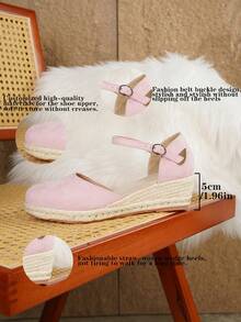 Zapatos de cuña con plataforma, correa y hebilla, elegantes para mujer, aptos para todas las estaciones - Rosa - Ver 9