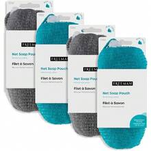 (FRHKR) Soap Saver Bags, Loofah Body Scrubber Bath Sponges, Exfoliating Pouches for Bar Soap, Pack of 4,36983265 - Multicolor - Ver 1