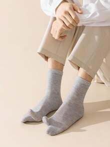 1/3 Pairs Men's Black & White Toe Socks | Minimalist Solid Color Business Socks, Unisex Two-Toe Socks For All Seasons