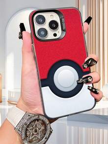 Pokeball Print Phone Case For IPhone & , Cartoon Style Protective Cover For Teens & Anime Fans - 粉色 - 查看 6