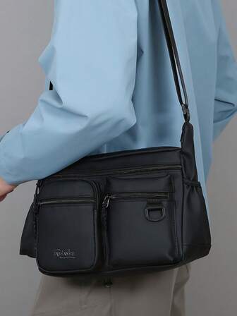 1pc גברים של ניילון קלע תיק ניילון מרובע תיק מזדמן אחיד צבע נסיעות חג מתנות חופשה גברים מתנות חורף חיצוני סטודנט רוכב תיק קמפינג קלע תיקי קיץ חזרה לבית הספר תיק כתף אביב ציוד לבית ספר ארנק מכללה תיקי צד