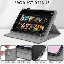 - Funda universal para tablet de 11 pulgadas, funda para tablet de 11.5 pulgadas, funda protectora portátil de piel sintética, con 4 anillos fijos, para todo tipo de tabletas,37000075 - Rosa Roja - Ver 6