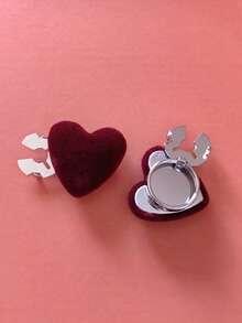 1件/2件装麂皮心形优雅几何图案纽扣套装，衬衫纽扣套装，夹式纽扣套装，时尚水晶袖扣套装，适合搭配燕尾服和婚纱装饰 - 酒紅色 - 查看 4