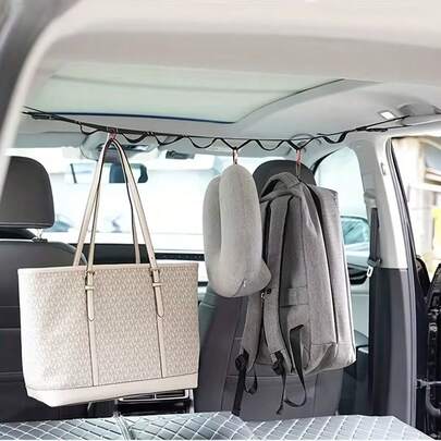 Retractable Car Clothesline, Car Hanger, Multi-Function Car Clothesline With Hooks And Clips, Outdoor Camping Travel Portable Clothesline