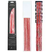 6/12 Uds Clip de pelo sintético de una pieza para mujer, extensiones de cabello con oropel brillante, Kit de oropel para el cabello, peluca brillante resistente al calor S8BW - Rojo - Ver 13