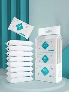 7pcs Creative Geometric Pattern Facial Tissue Paper, Suitable For Cleaning, Office Use, And Daily Life - White - View 1