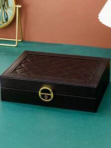 1 pieza Caja de joyería de cuero PU con múltiples capas en forma de rombo, caja de almacenamiento de joyas de gran capacidad y lujo, caja de joyas con cerradura, caja de joyas antioxidante, estante de exhibición de 2 niveles, caja de exhibición de joyas, caja de joyas de gran capacidad de 3 capas, caja de joyas de cuero PU multifuncional, caja de relojes con cerradura, caja de almacenamiento de joyas portátil - Multicolor - Ver 13