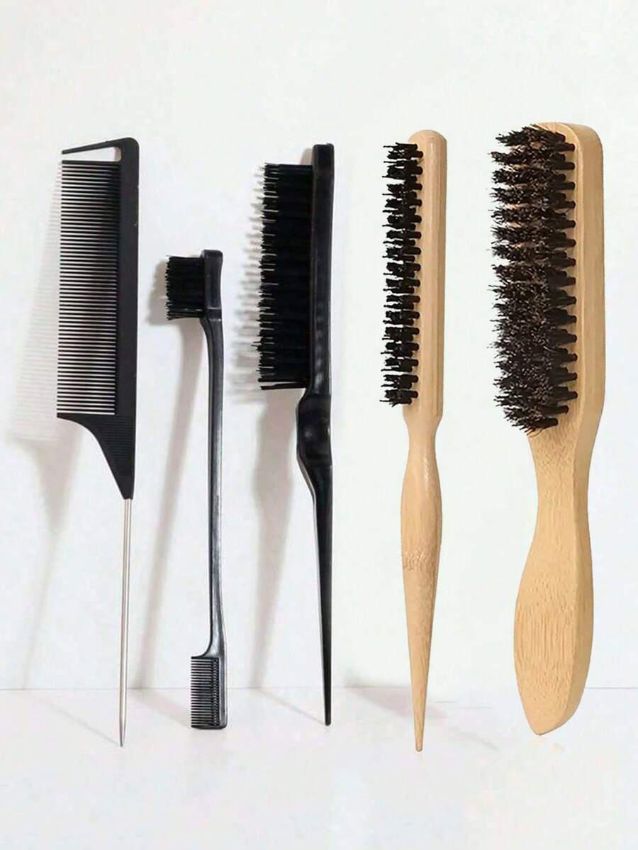 猪鬃顺滑梳，适合打造光滑马尾辫、抚平毛躁碎发和修饰发际线——锥形梳尖和蓬松梳齿，方便分区和分缝，是美发沙龙、美容院和旅行必备的造型工具、梳子和美发配件。