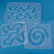 "Seamless Design" 3 Pieces Acrylic Quilting Templates Set - Transparent Free Motion Rulers For Domestic Sewing Machines - Transparent - View 8