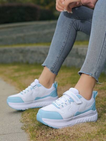 Patines de ruedas con cierre de gancho y bucle para niños/adolescentes, deslizamiento rápido, diseño de 4 ruedas con deslizamiento conveniente, desmontable, zapatos deportivos casuales