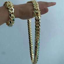 1pc 12mm 316L Stainless Steel Miami Curb Chain Nekclace Or Bracelet  For Men Jewelry Cuban Link Chain Necklaces For Men Gold Chain Cuban Link Chain Women Baddies Chain  Bracelets For Men Accessories Suitable As Valentine's Day Gift, For Party And Daily Wear - 12毫米(0.47吋) - 查看 8