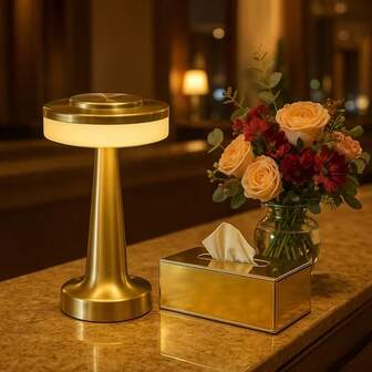 1 st. modern minimalistisk bordslampa, pekskärmsstyrd 3-färgs omgivningsljus, USB-driven, perfekt för sovrum, vardagsrum, sängdekoration, läsning, ögonskydd i arbetsrum, födelsedagspresent, metallmaterial