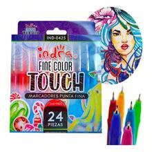 Marcadores Punta Fina Indra Touch Tipo Pluma 0.4mm 24 Pzs - Multicolor - Ver 1