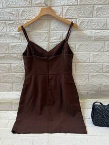 Short Dress, Girly - 咖啡棕 - 查看 5