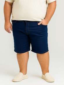 Men's Bermuda Jeans With Plain Elastane - Màu xanh lam - Xem 13